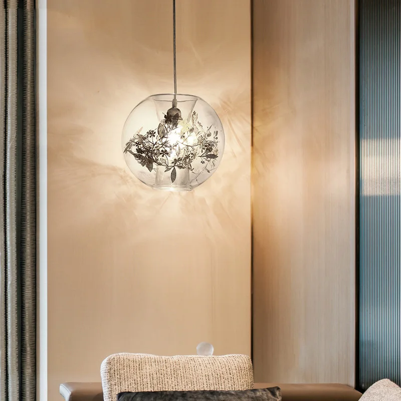 

Dining room chandelier glass creative modern simple bedroom bedside personality design sense bar network red light Nordic lamps