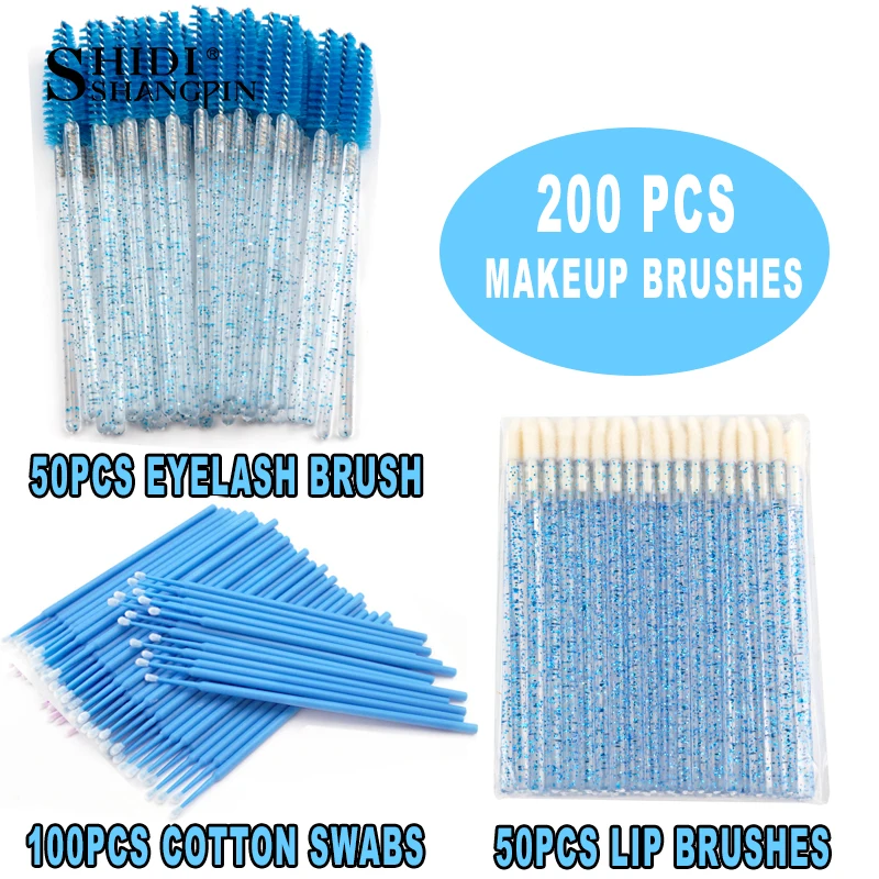 Lanjinglin 200pcs Disposable Brushes Set Mascara Wands Lip Brushes Microbrush Applicator Swab for Eyelash Extension Makeup Tools