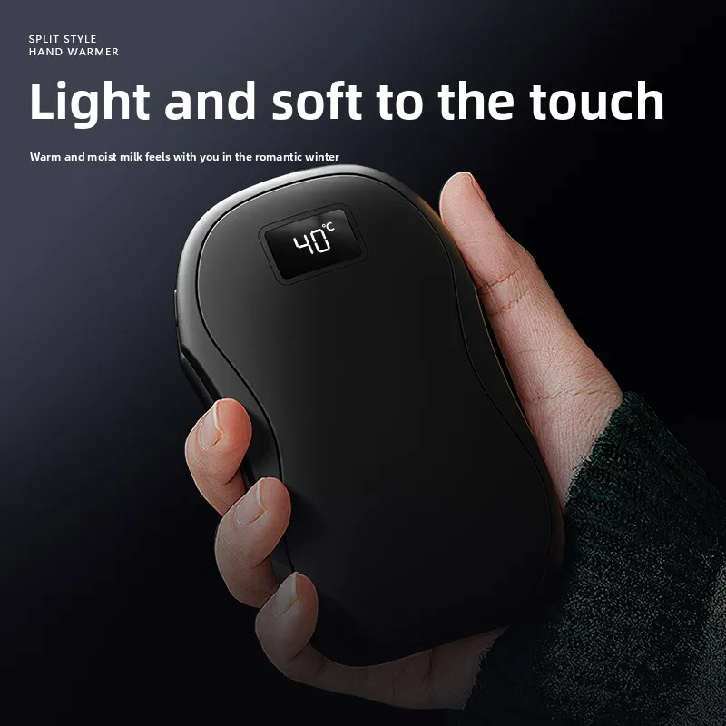 New Magnetic Split Hand Warmer, Two-In-One Hand Warmer, Mini Digital Display USB Charging Hand Warmer Power Bank Warmth