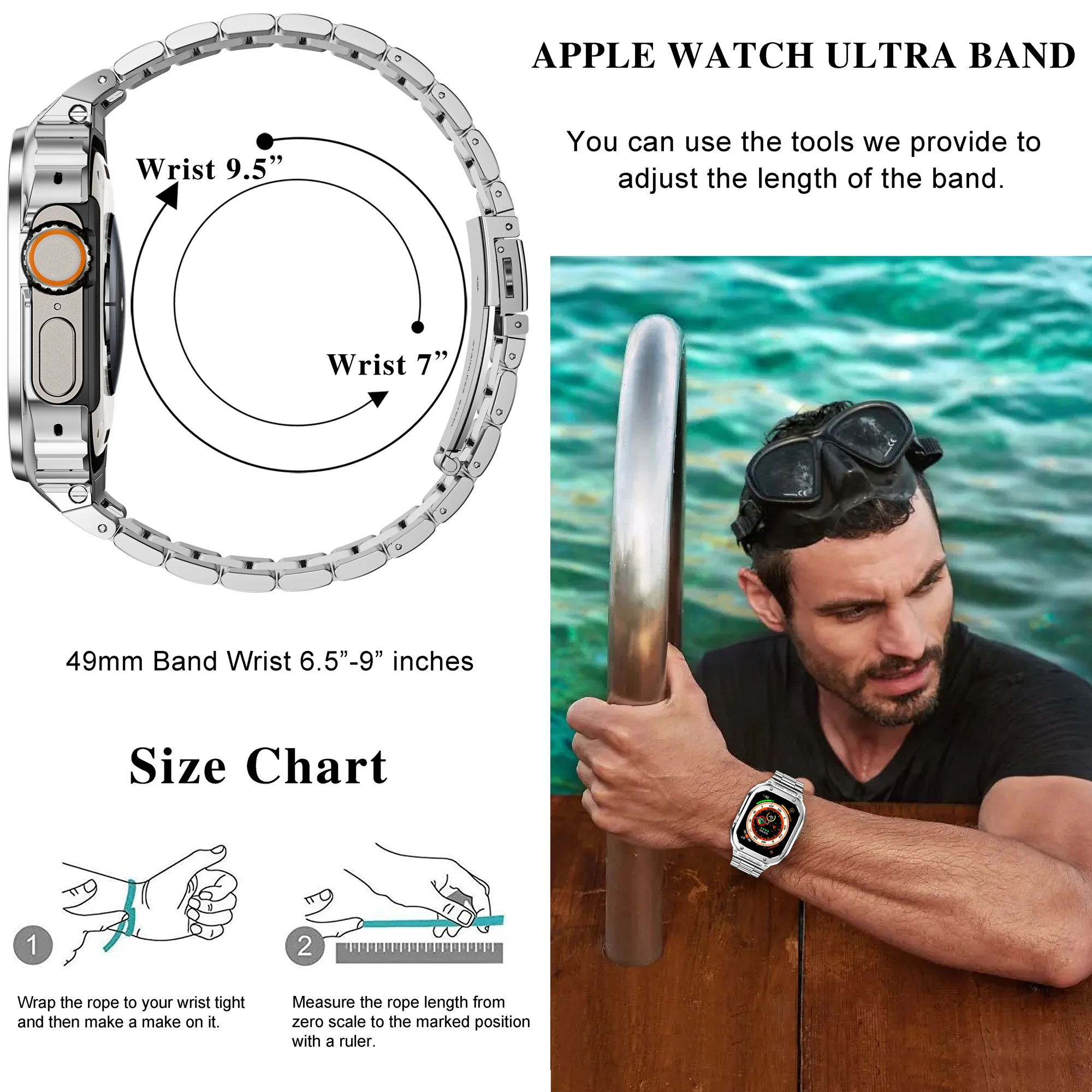 Watch Band Apple Watch 44mm Wrist Size Tefeca Titan Series