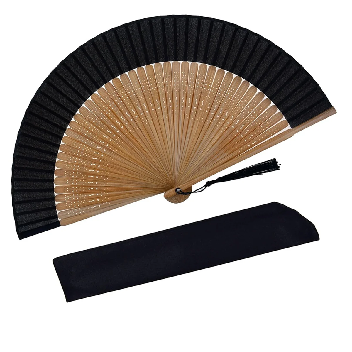 SEMOIC Hand Held Fan for Foldable, Chinese Japanese Vintage Bamboo Silk Folding Fans Hand Fan for Dance Music Festival