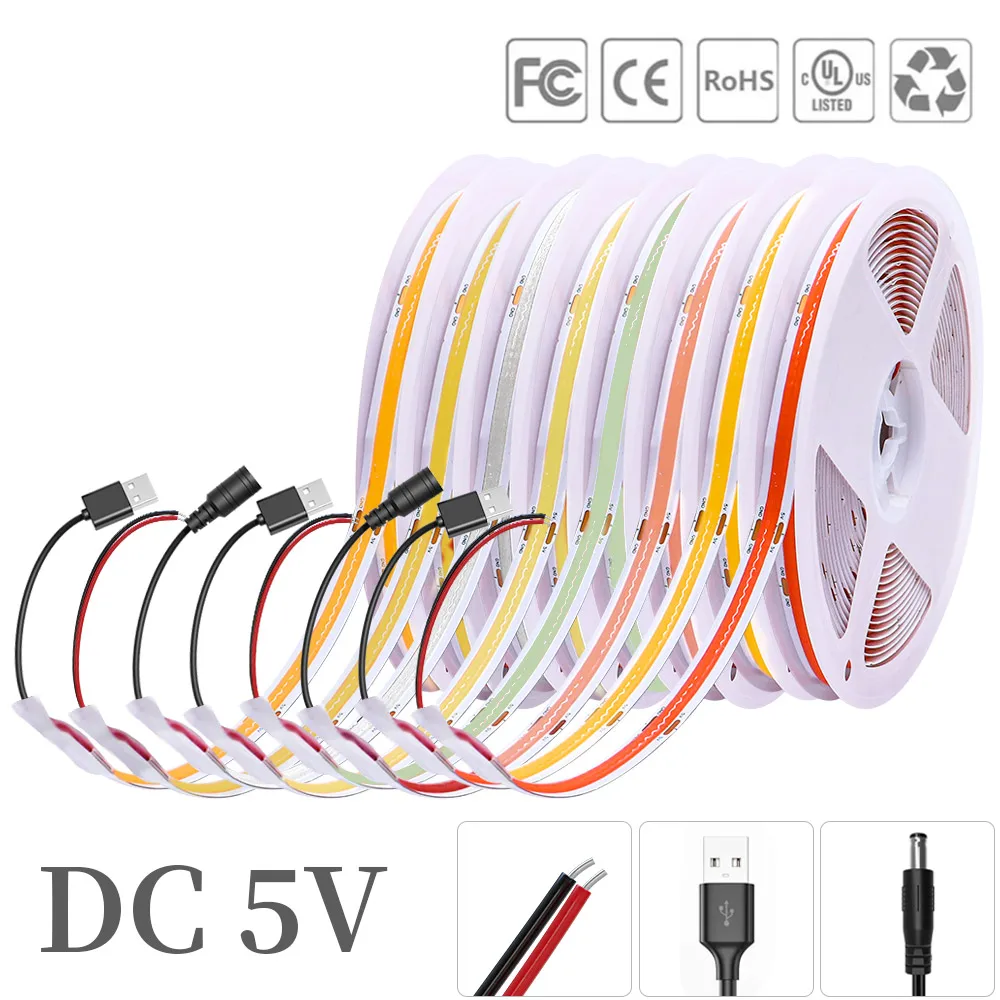 

Светодиодная лента USB COB, 320 светодиодов/м, 5 в пост. Тока