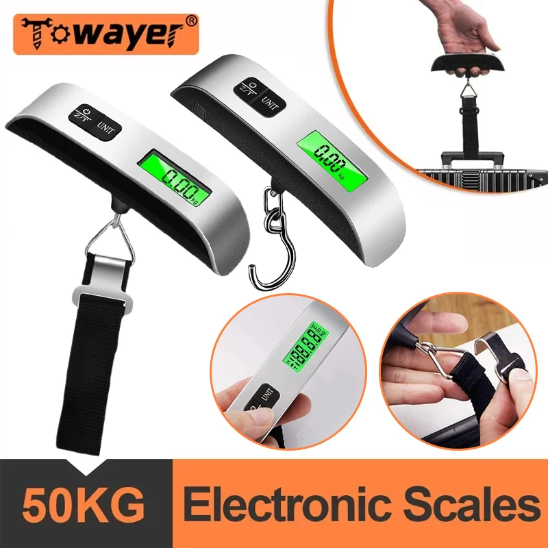 

Portable Scale Digital LCD Display 110lb/50kg Electronic Luggage Hanging Suitcase Travel Weighs Baggage Bag Weight Balance Tool