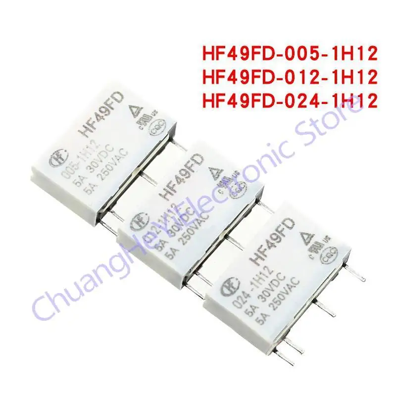 Description Picture 3 of item5Pcs HF49FD Industrial relay HF49FD-005-1H11 HF49FD-012-1H11 HF49FD-024-1H11 1H12 5A 4PIN 5V 12V 24V Miniature power relay