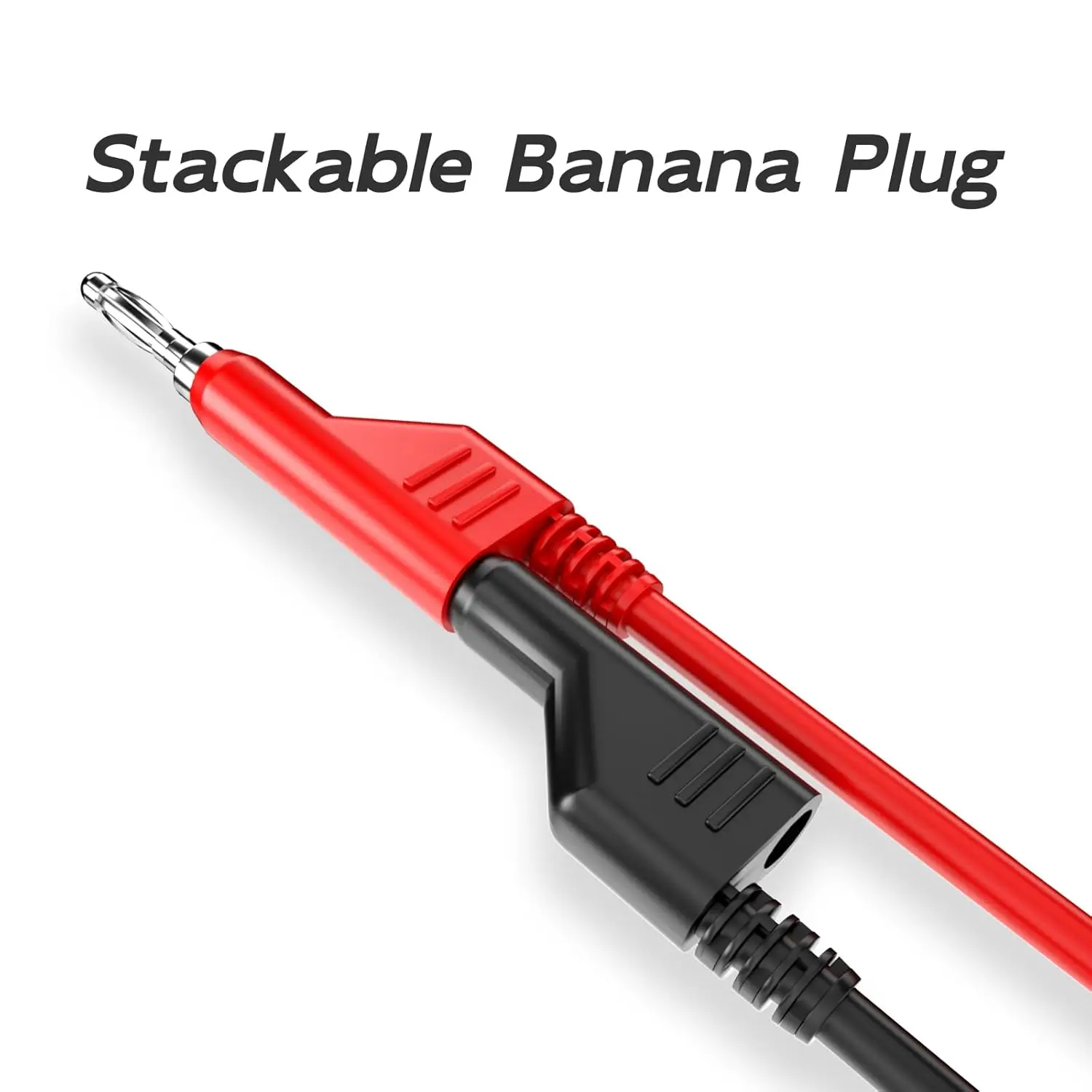 Stackable Banana to Banana Plug Test Leads 2PCS Soft Electrical Test Cable Wire 3.3ft/1m Red Black for Multimeter