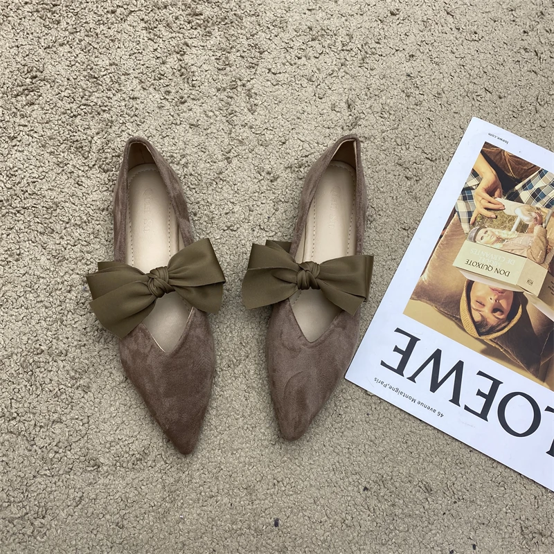 Bow Tie Mary Janes Shoes Women Elegant Daily Pointed Toe Flats Shoes Ladies Pu Leather Spring Autumn Casual Black Loafers New 4
