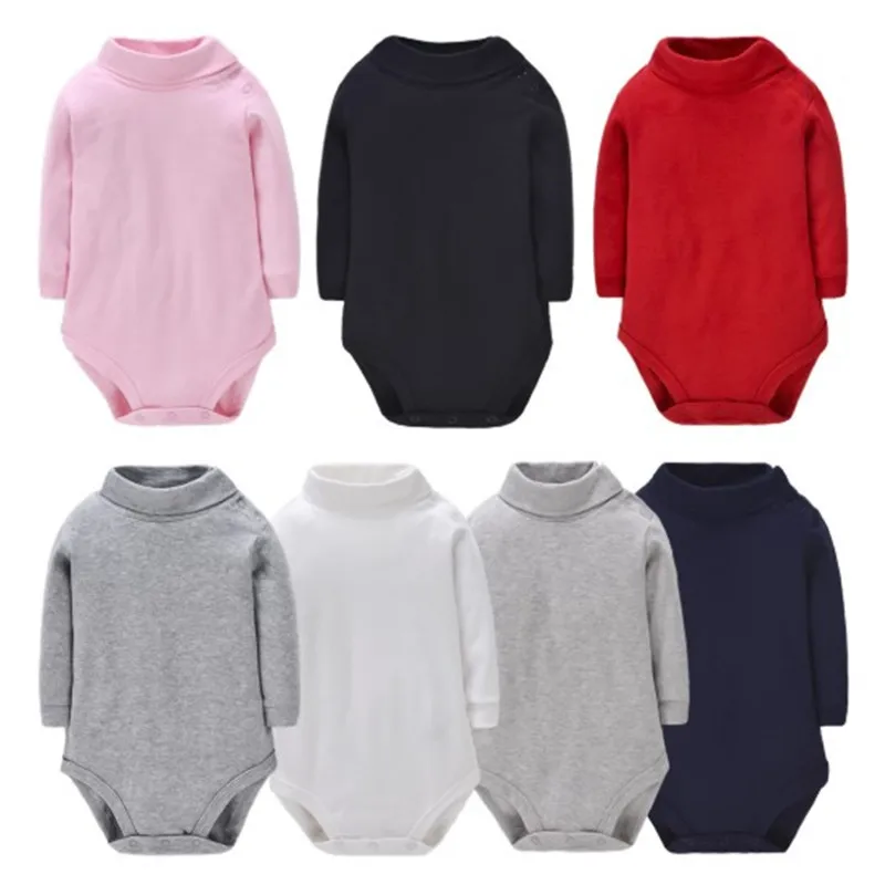 Baby Boys Girls Body Manica Lunga Pagliaccetto In Cotone Body Infant Bebe Solid Risvolto Pullover Primavera Autunno Inverno Marca Vestiti Per Bambini