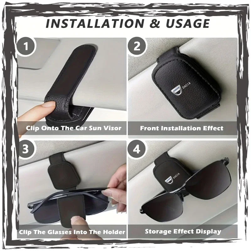 Clip Porta Occhiali Da Sole Per Auto, Con Visiera, Chiusura Magnetica, In Pelle PU, Universale, Misura 9,5x4,5 Cm