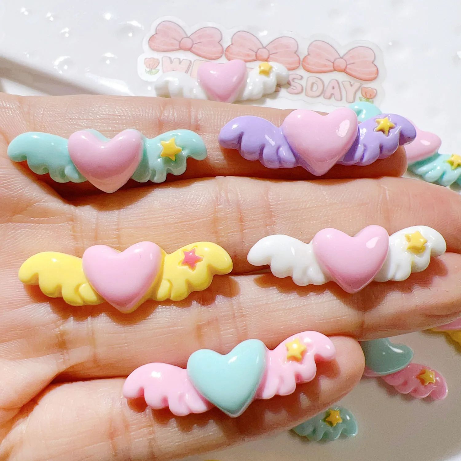 

5pcs Mini Kawaii Cute Heart Swing Flat Back Cabochons Scrapbook Diy Party Hairpin Accessories Home Decoration Craft
