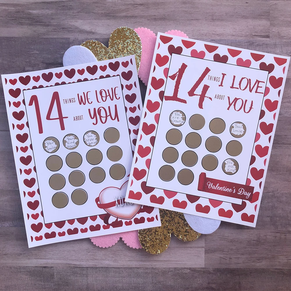 발렌타인 데이 스크래핑 스티커, I Love You 인사 카드, 재미있는 스크래퍼 카드, 생일 결혼 기념일 선물, 14 가지