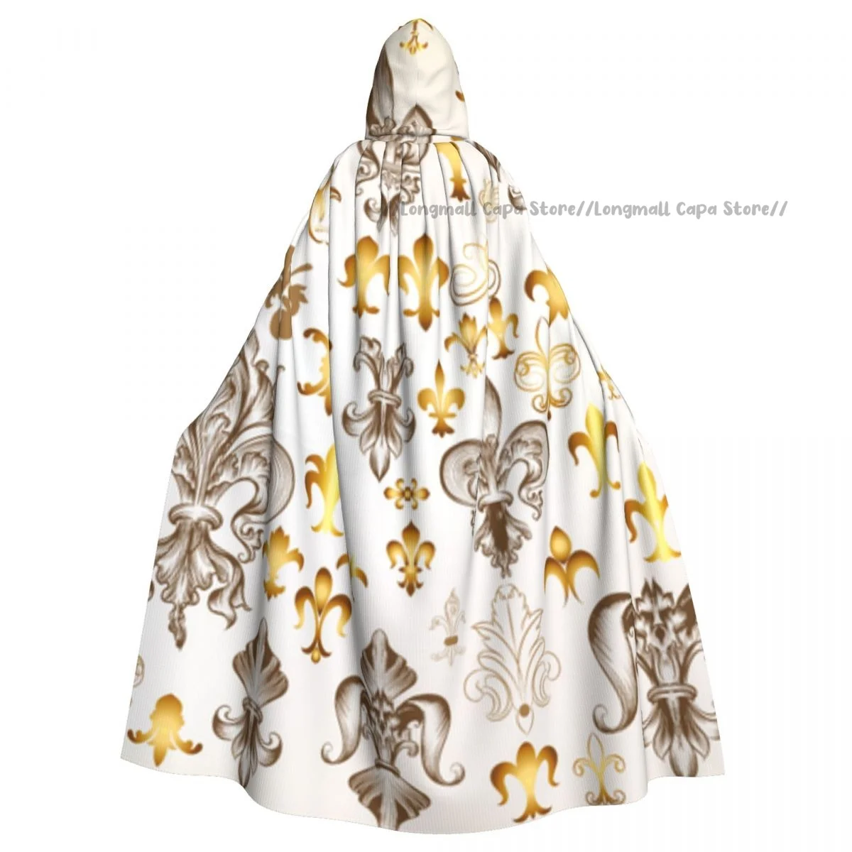 

Vintage Fleur De Lis Hooded Cloak Coat Halloween Cosplay Costume Vampire Devil Wizard Cape Gown Party