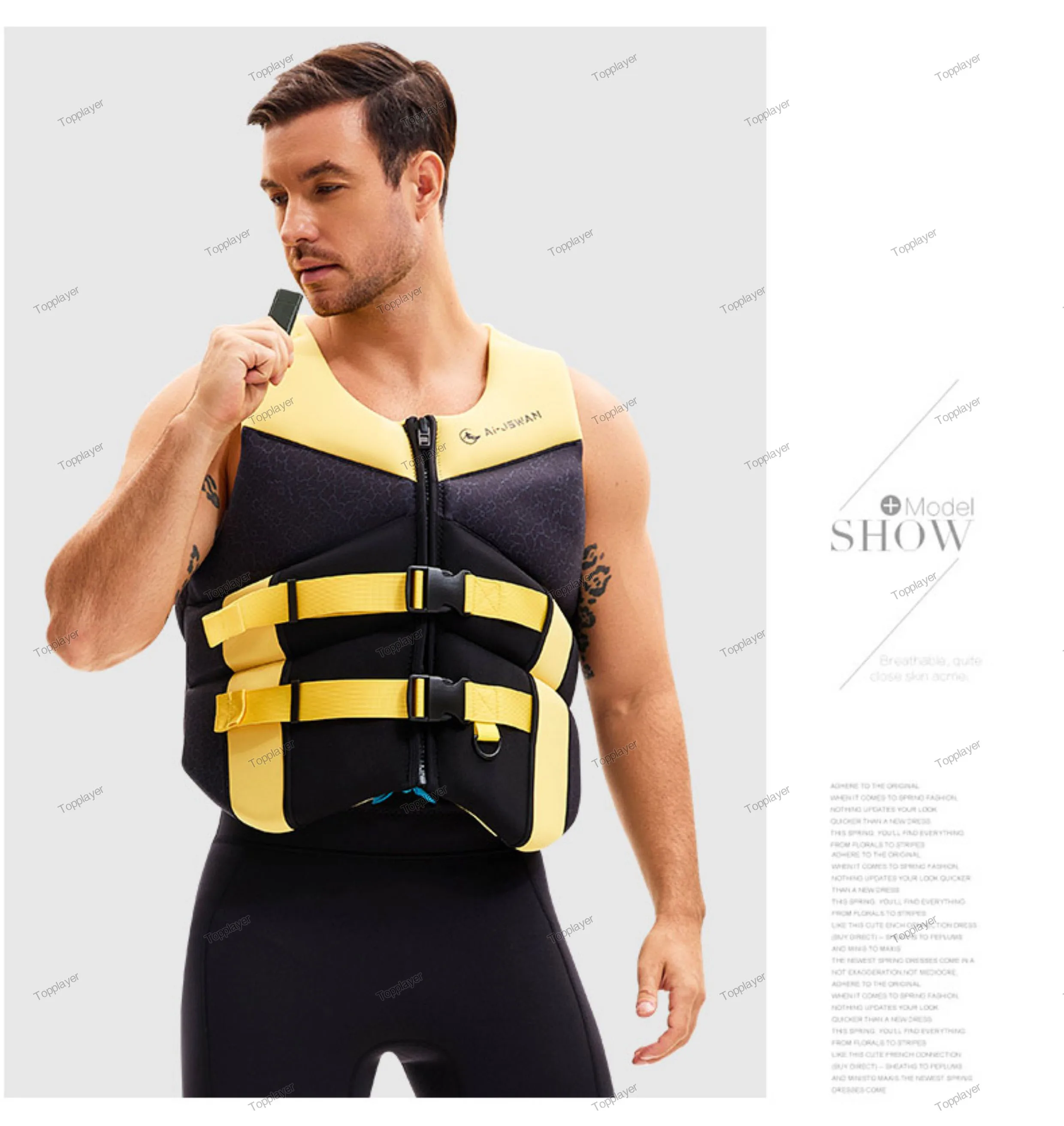 Premium-Schwimmweste für Erwachsene, Neopren-Schwimmweste, Surf, Floß, Kajak, Angeln, Jetski, Wassersport, Schwimmen, Super-Auftrieb – Detail 7