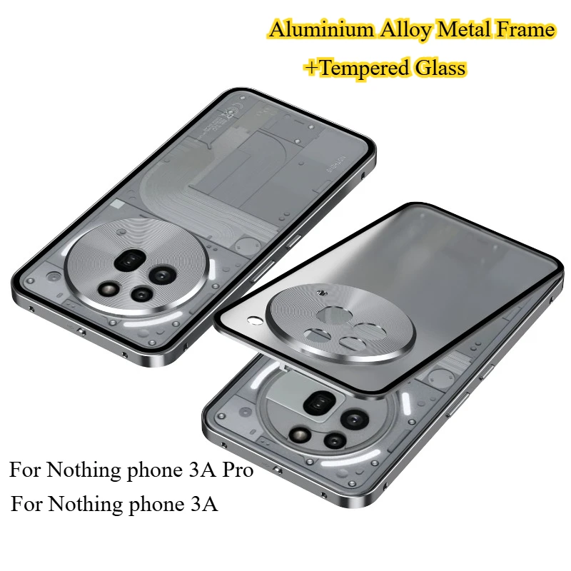 Enhanced Aluminium Alloy Metal Frame Bumper with Tempered Glass Back Case Cover