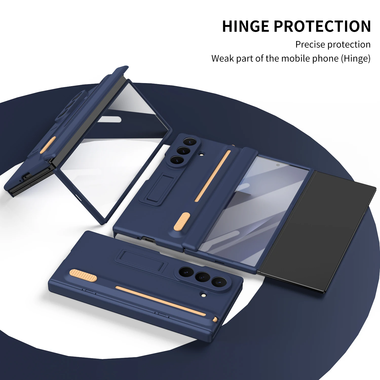 Matte Plastic Shockproof Case with Glass Protector, Stylus Pen Slot, and Kickstand Holder