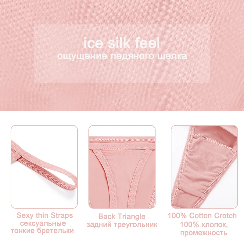 FINETOO Sexy Women G-String Low Waist Panties Intimate Lingerie Female Underpants Cotton T-back Pantys Thin Strap Thong 5Pcs/Set women panties