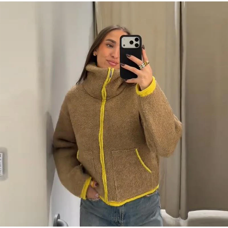 2026 Spring New Contrast Knitted Cardigan Jackets For Women Elegant Long Sleeve Pockets Zipper Sweater Street Lady Chic Outwear 32 Scdfeadfb4041490b943b197f48c3cb8aB
