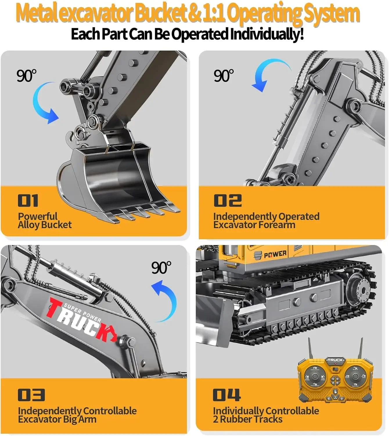 RC Excavator 17CH Remote Control Truck 2.4G RC Crawler Engineering Vehicle Excavator Truck Radio Control Construction Car Gifts 2