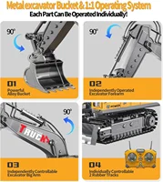 RC Excavator 17CH Remote Control Truck 2.4G RC Crawler Engineering Vehicle Excavator Truck Radio Control Construction Car Gifts 2