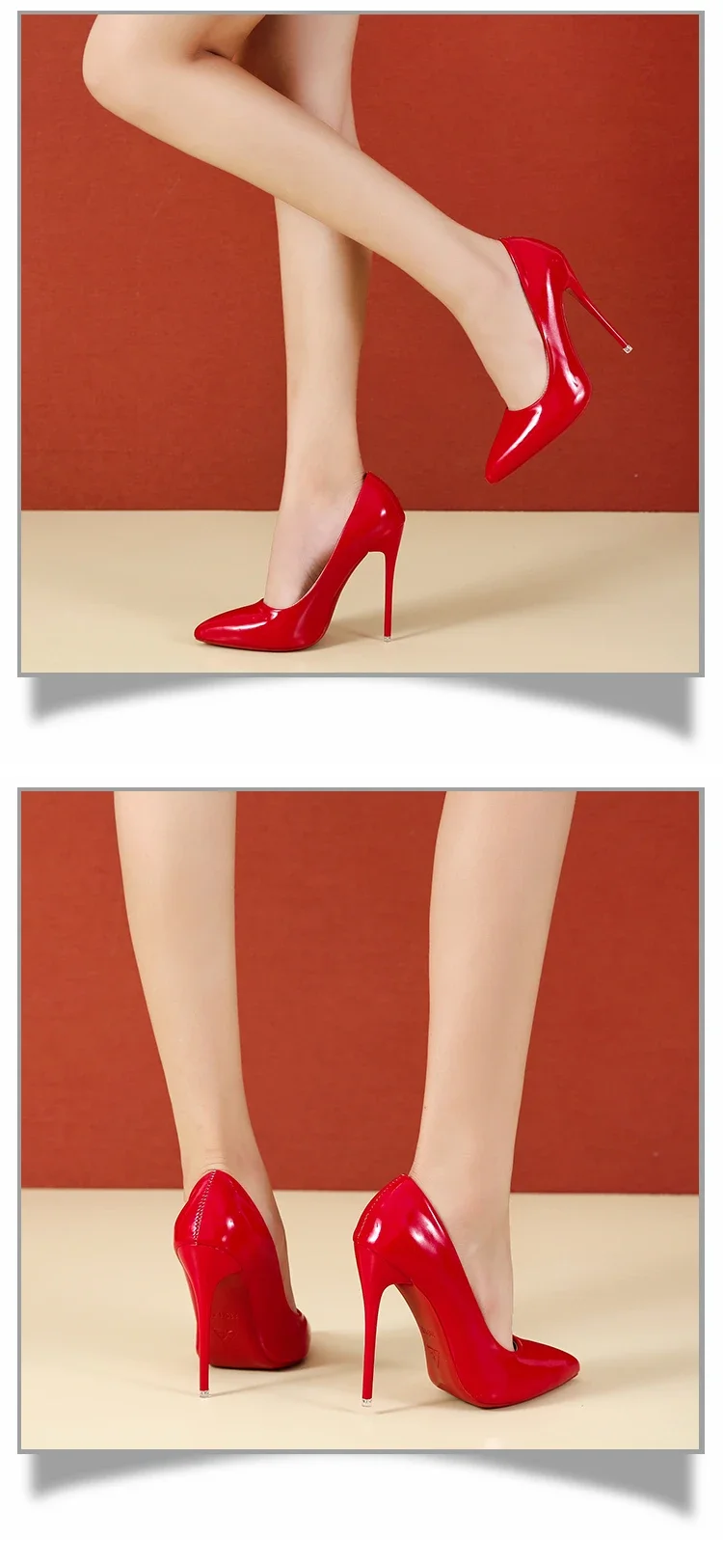 Scarpe da donna Tacchi alti rossi Décolleté sexy a punta