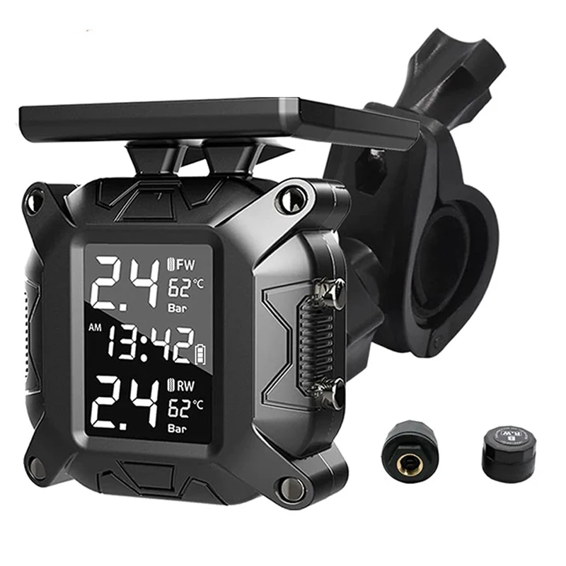 

Solar Motorcycle TPMS Moto Tire Pressure Monitoring System For Motorbike Motor Bike Scooter TMPS Sensor Waterproof LCD Display