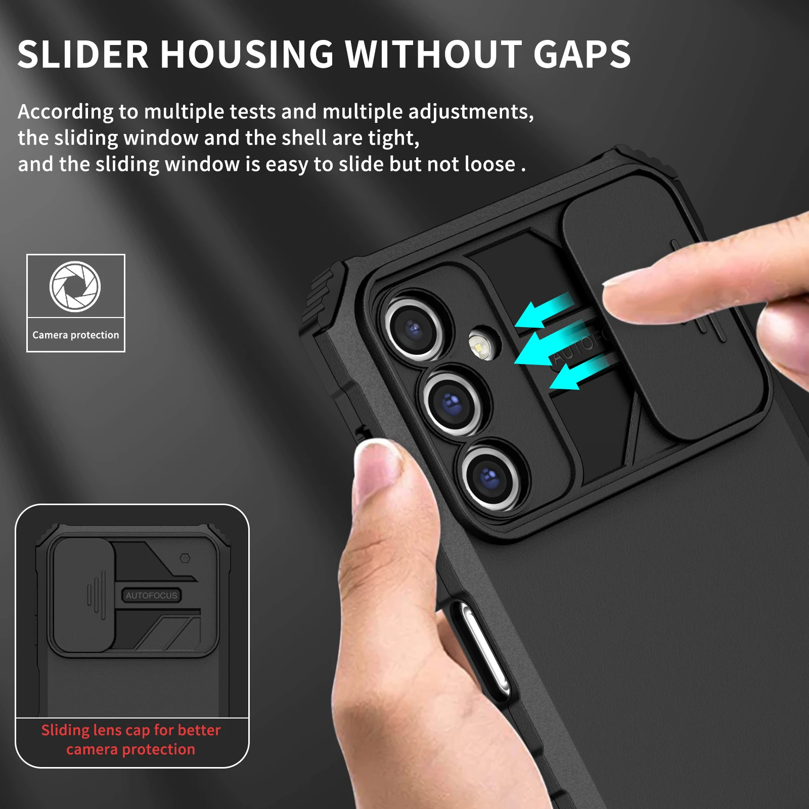 Heavy-Duty Protective Armor Case with Slide Lens Cover & Kickstand