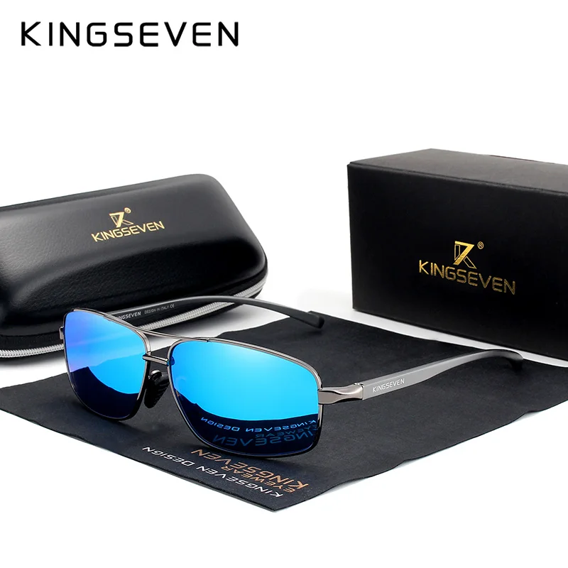 KINGSEVEN Vintage Retro Marken-Designer Polarisierte Sonnenbrille für Herren, Quadratische Klassische Herren-Sonnenbrille UV400 N7088