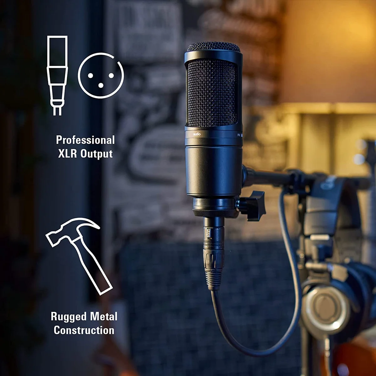 Audio AT Cardioid Condenser Microphone 20-20000Hz Three Pin XLRM Male Microphone for Recording Anchor Karaoke MIC YDH