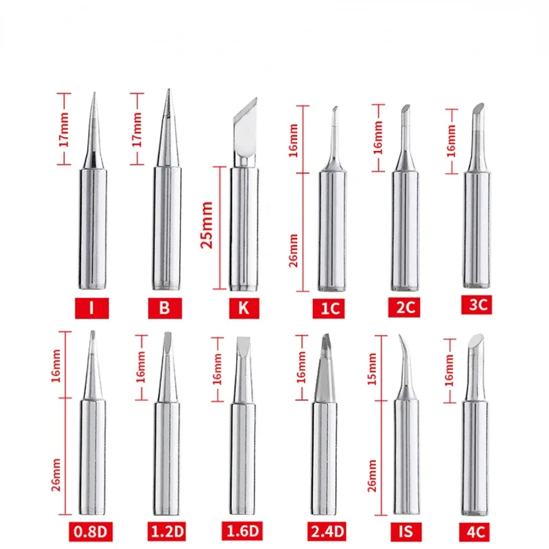 Soldering Iron 5/12Pcs I+B+K+2.4D+3C 900M-T Soldering Iron Head Set Inside Hot Bare Electric Tip tool pointy head soldering iron kit,soldering iron set,soldering iron