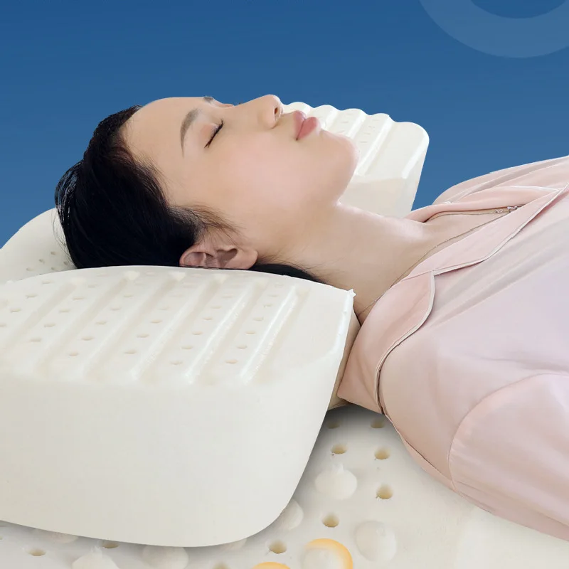 Latex Bed Pillow  Support Cervical Pillow for Neck Shoulder Pain and Spine Alignment Sleepers with Removable Cover (Grey,Large) 4