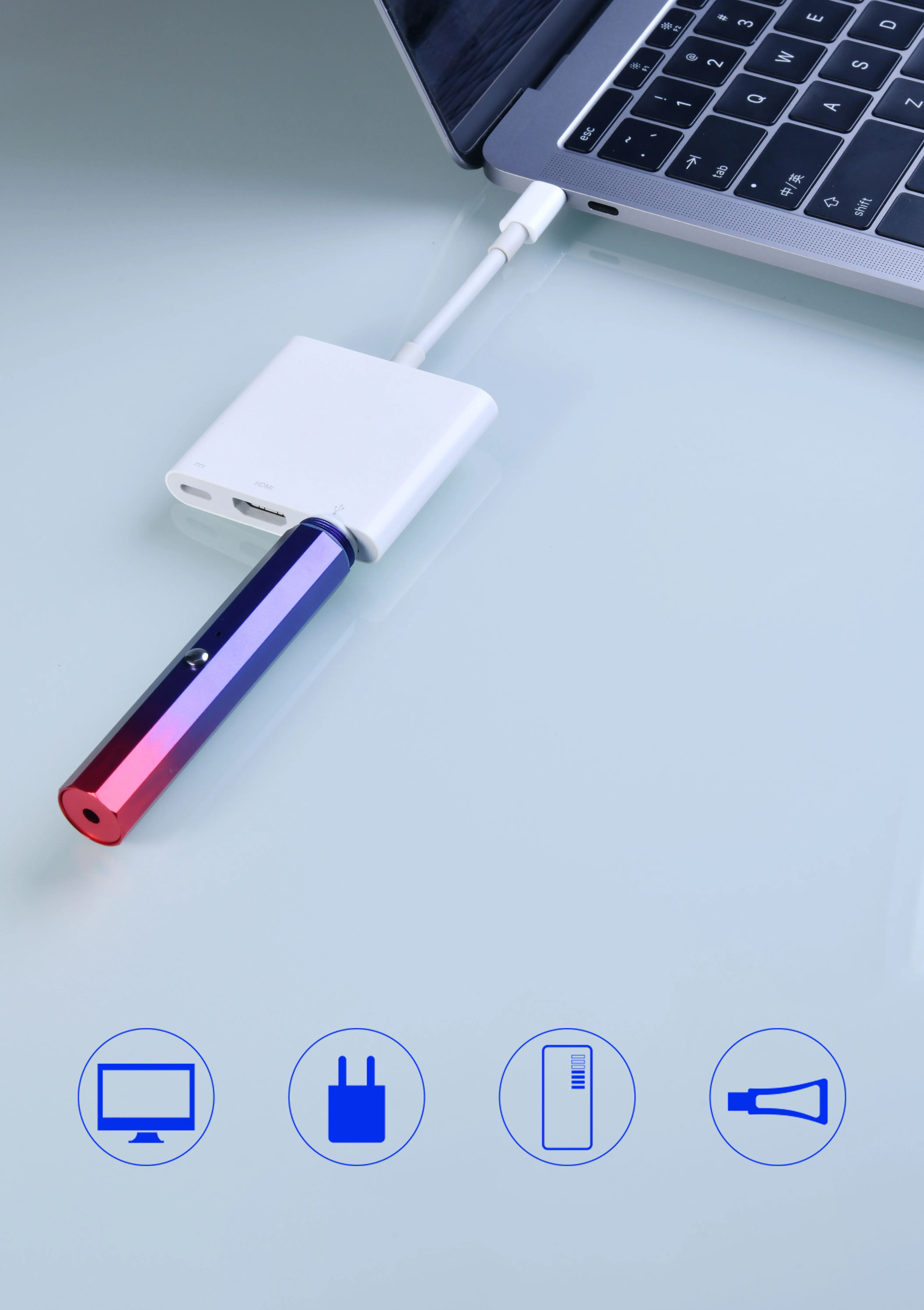 Description Picture 6 of item450nm Blue Laser Pointer 532nm Green laser pen 650nm Red Laser Built-in USB Rechargeable Beam Pointer Pen