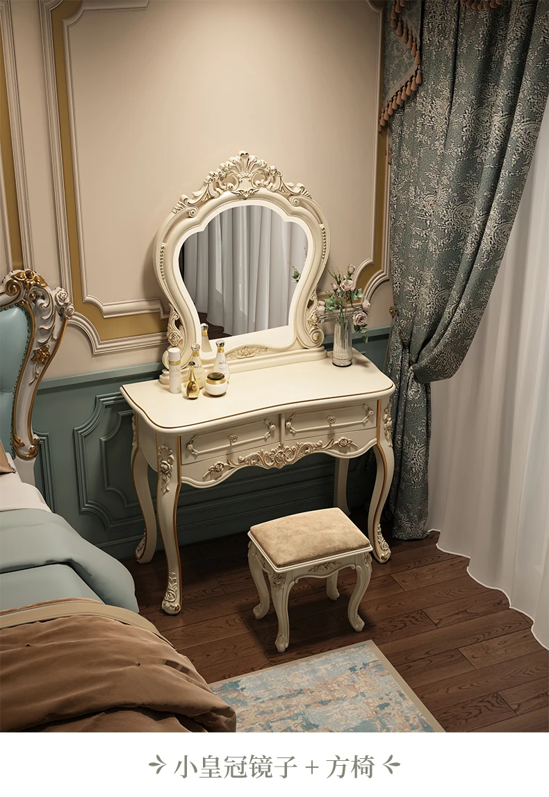 Description Picture 3 of itemNordic Luxury Vanity Tables Makeup Mirror Lights Vintage Vanity Tables Storage Cabinet Tavolo Trucco Bedrooms Furniture WZ50VT