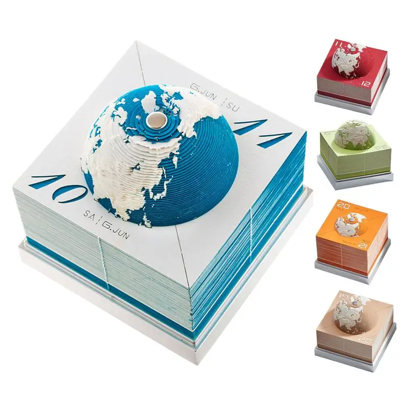 

3D Earth Calendar 3D Calendar Paper Carving Art Memo Pad Tear Away Calendar Sculpture Sculpture Paper Earth Model Desktop