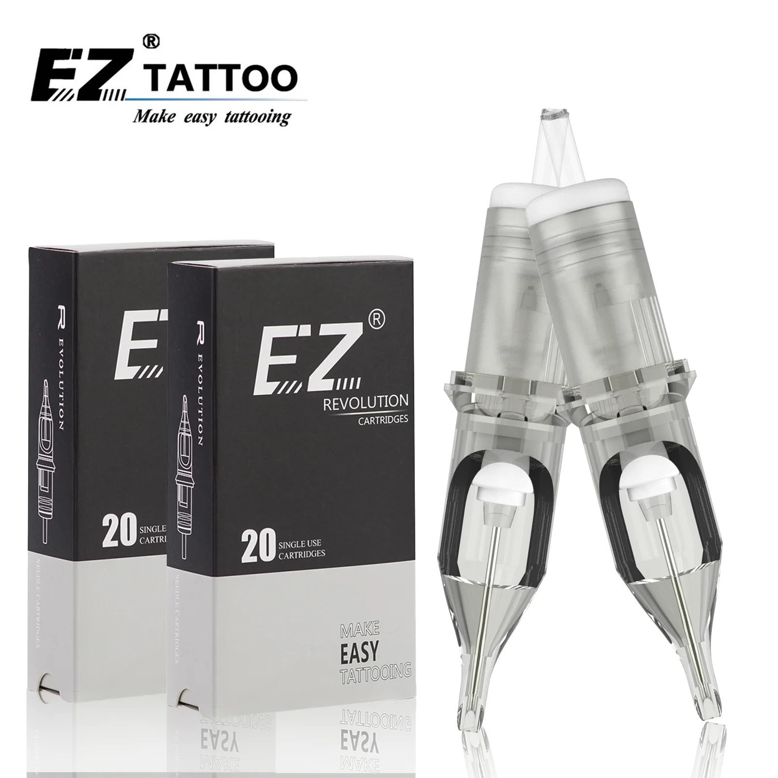 EZ Tattoo-cartucho de agujas Revolution, revestimiento redondo #10 (aguja de 0,30mm), RC1003RL, RC1005RLRC1007RL, RC1009RL, RC1014RL, 20 unidades por lote
