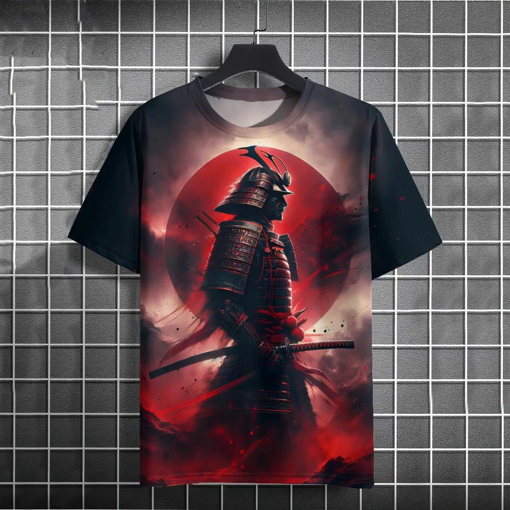 Men Short Sleeve Samurai Warrior T Shirt