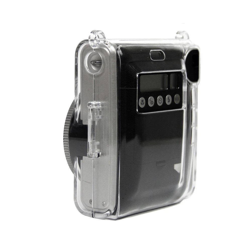 Protective Crystal Clear Carry Case For Fujifilm Instax Mini 90 Instant Camera  Hard Cover Bag With Shoulder Strap With Rope