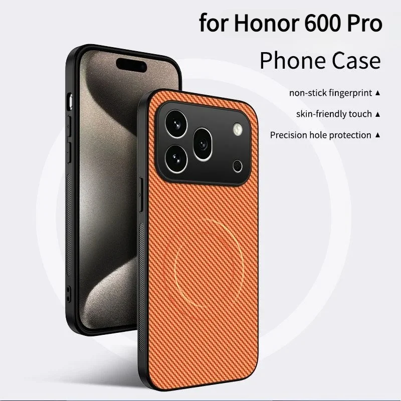 Premium Carbon Fiber Pattern Magnetic Camera Phone Case - Full-Protection Slim Cover