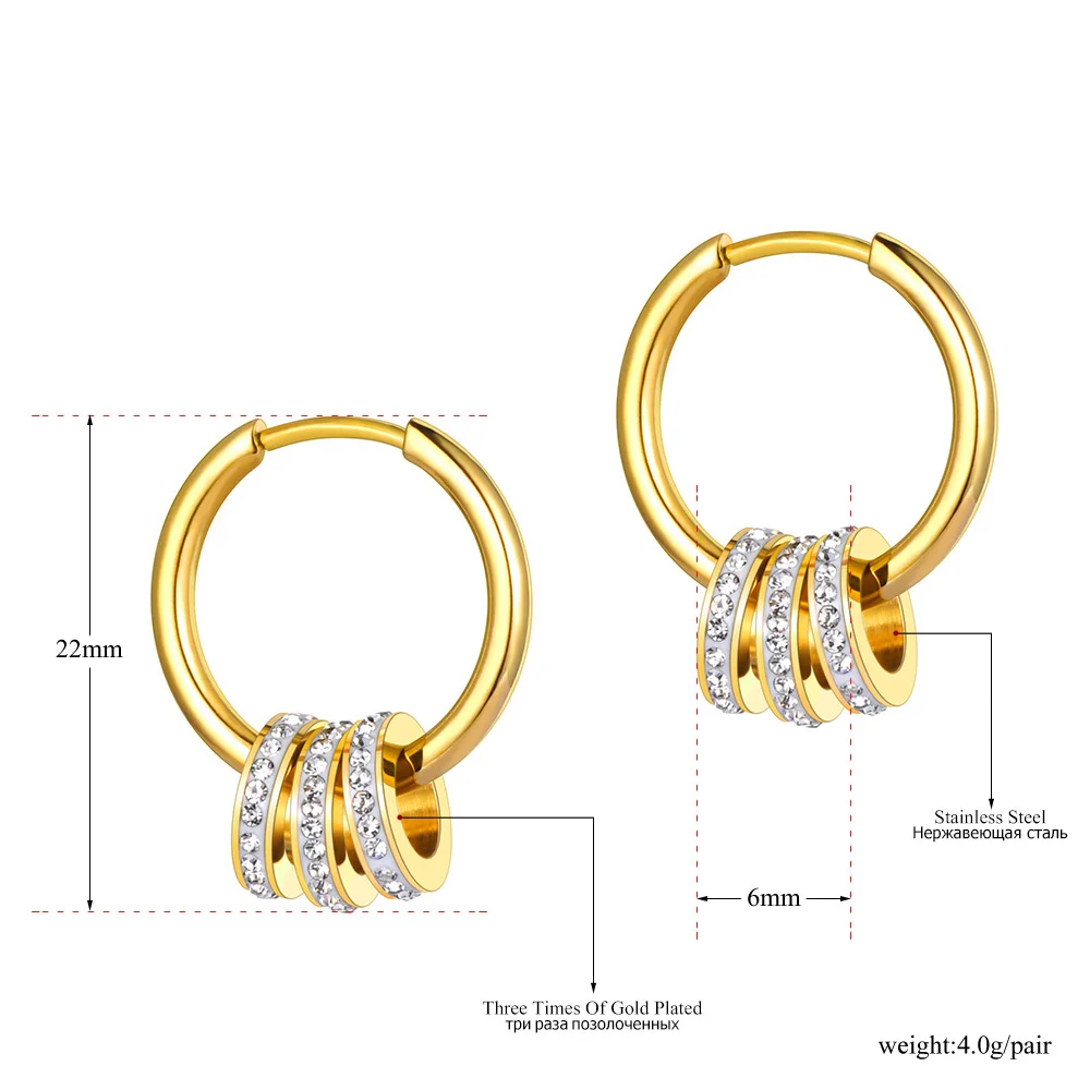JeeMango Edelstahl Luxus-Creolen mit Zirkonia, goldfarben, trendiger Zirkonstein, Hochzeitsschmuck für Frauen, E26077 – Detail 8