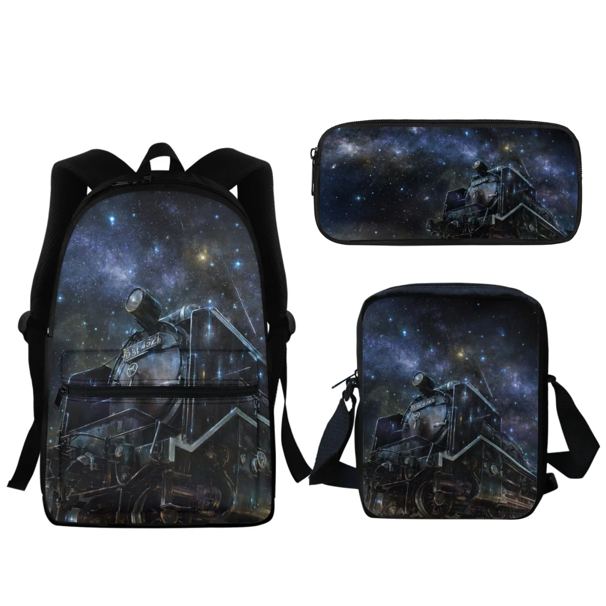 

Steam Locomotive Train School Backpack Kids Kindergarten SchoolBags Fashion Casual Student BookBag Set Pencil Case Satchel Bag