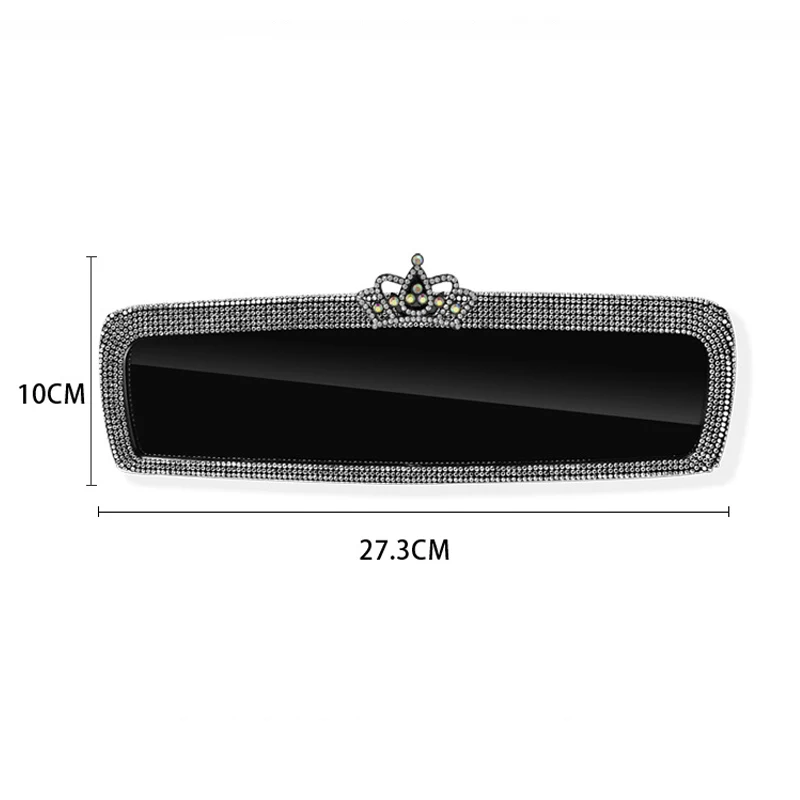 Rearview Mirror Crown Bling Crystal Frame Auto Decoration High Definition