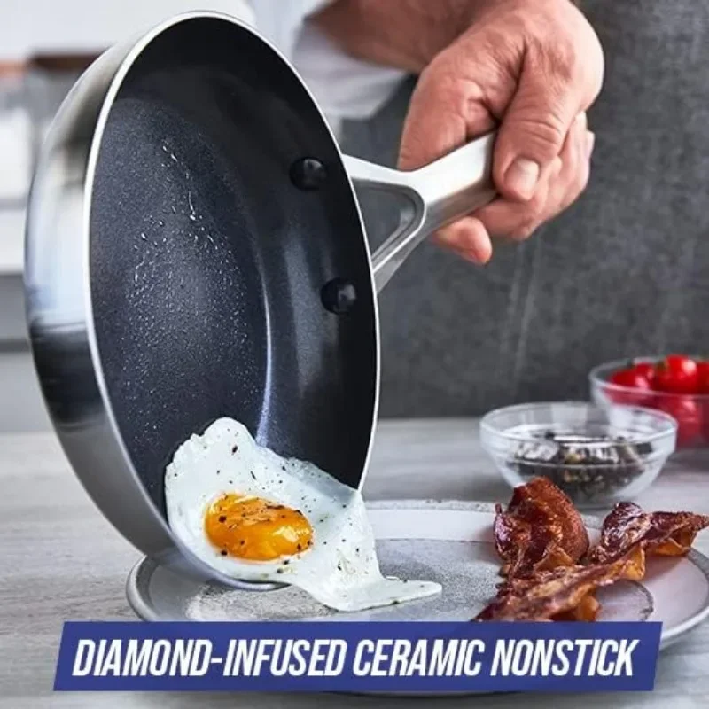 Healthy Ceramic Nonstick Cookware Set, Diamond Infused Scratch-Resistant,  Dishwasher & Oven Safe, Induction Ready & Evenly Heats - AliExpress