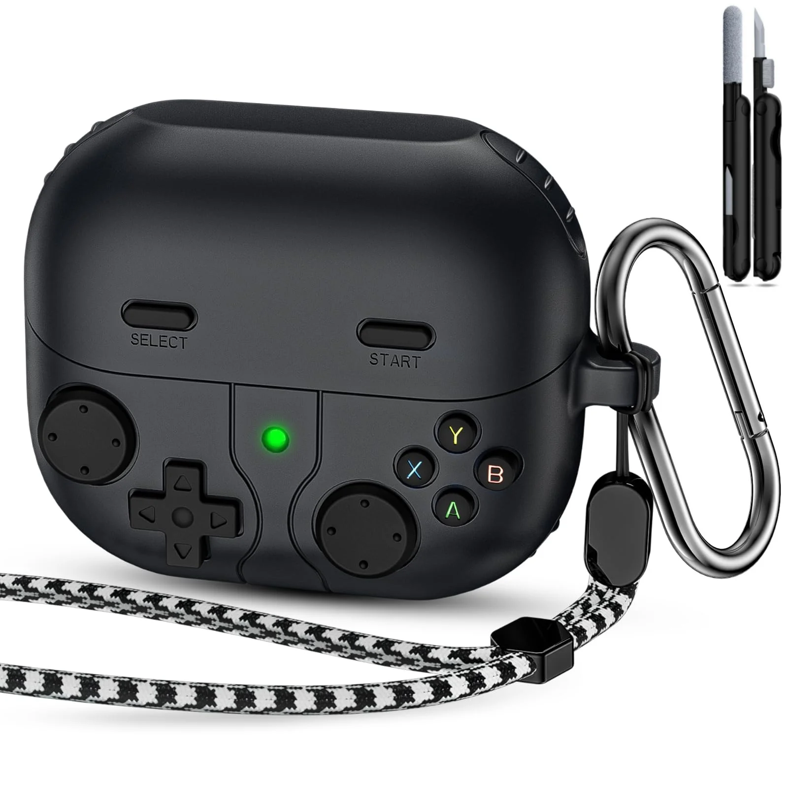 Game Player Design Protective Earphone Case with Carabiner & Lanyard