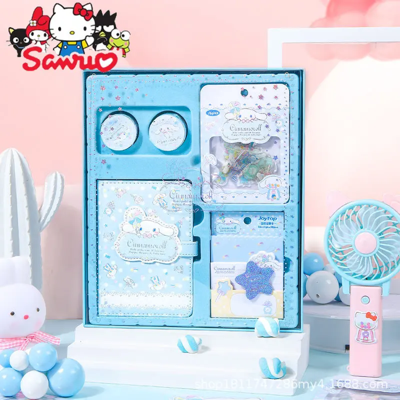 

Sanrio Kuromi Hello Kitty Melody Cinnamoroll Pochacco Big Eared Dog Joint Handbook Set Box Notebook Birthday Gift 28.2x23.7cm