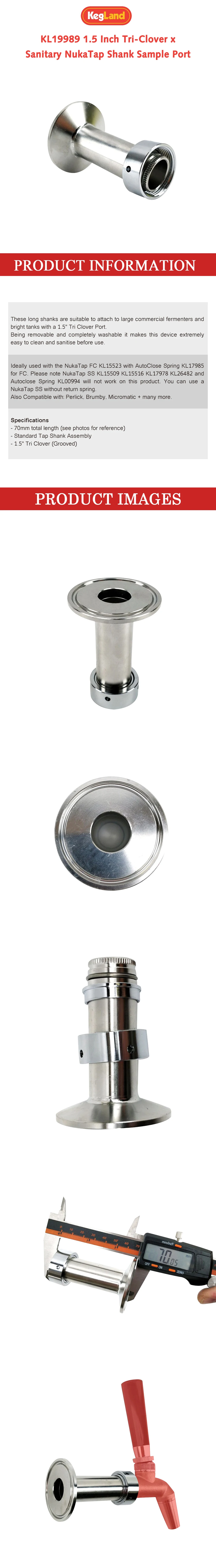 KegLand NukaTap Bierhahnschaft 1,5 Zoll TC Edelstahl Wasserhahn Mithelfer Homebrew Bar Tool – Detail 1
