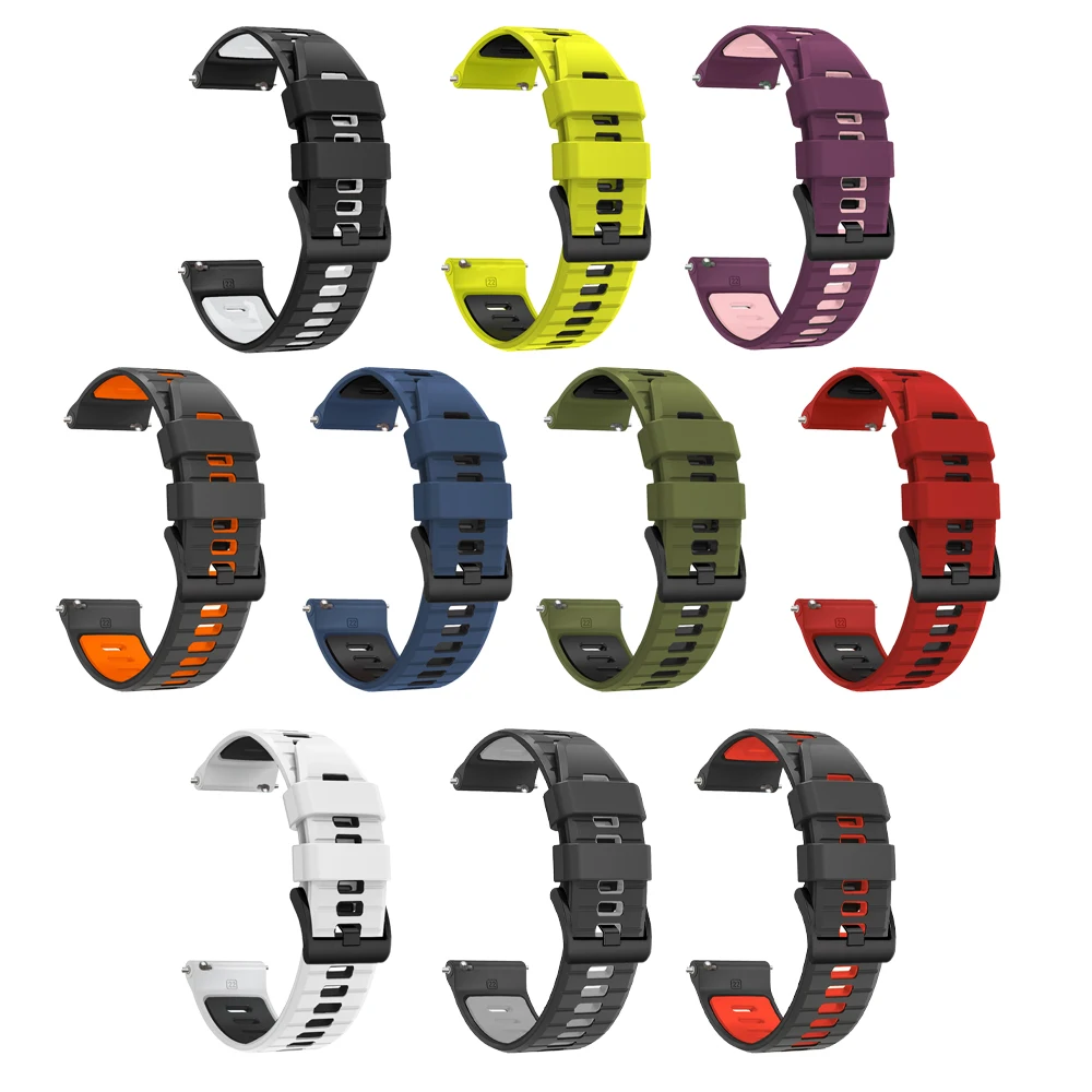 Two-Tone Silicone Sport Watch Band Strap - 20mm/22mm