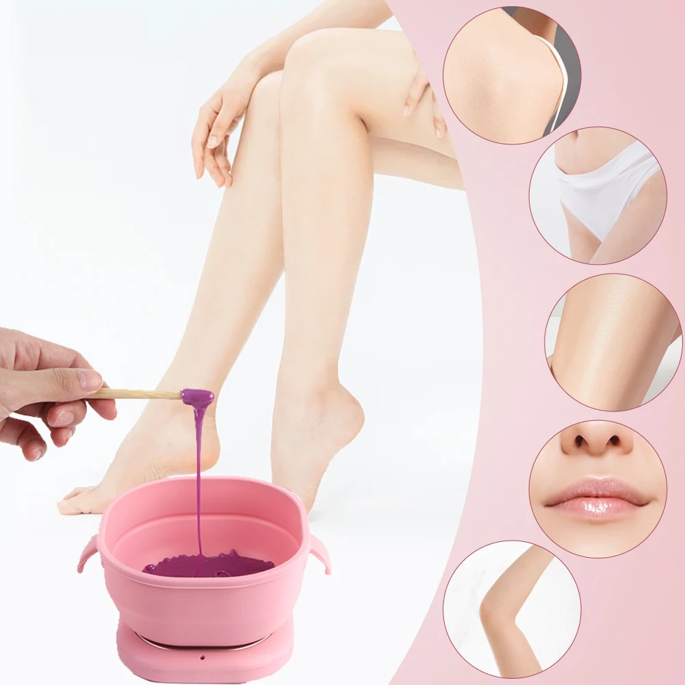 Silicone Wax Warmer Foldable Wax Heater 100W Portable Pot 400ml Electric Hot Warmer Machine for Hair Removal