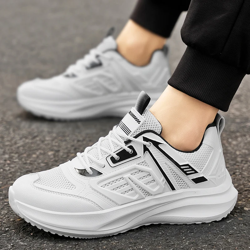 Men's Fashionable Casual Sports Running Shoes, Upper Breathable Mesh Fabric, Non-Slip Pu Soles, Low-Cut Laces, Suitable for Leisure, Running and Outdoor Activities, Suitable for All Seasons