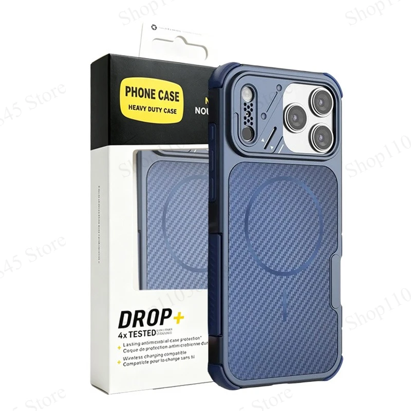Heavy Duty Military Grade Shockproof Magnetic Case with Carbon Fiber Texture