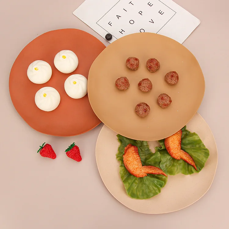 

27cm Pine Fiber Concave-convex Plate Flat Plate Household Steak Meal Plate High Color Value Plastic Large Capacity Plate