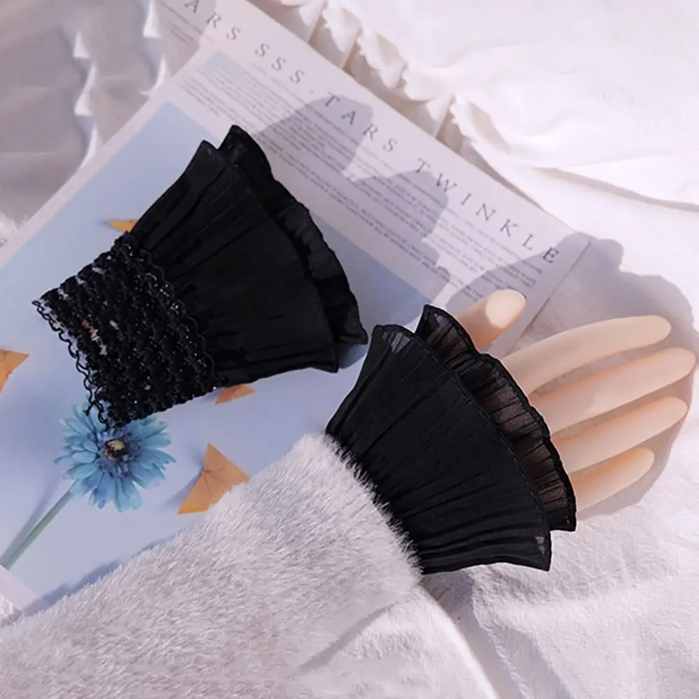 1Pair Spring Autumn Gloves Sweater Decorative Arm Cover Fake Sleeve Lace Cuffs Ruffles Elbow Sleeve Detachable Sleeve Cuffs