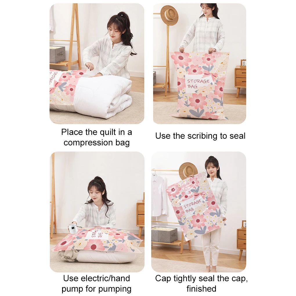 Foldable Vacuum Storage Bag For Clothes Organizer Say Goodbye To Clutter Space Saving Organizer - Electric pump 5